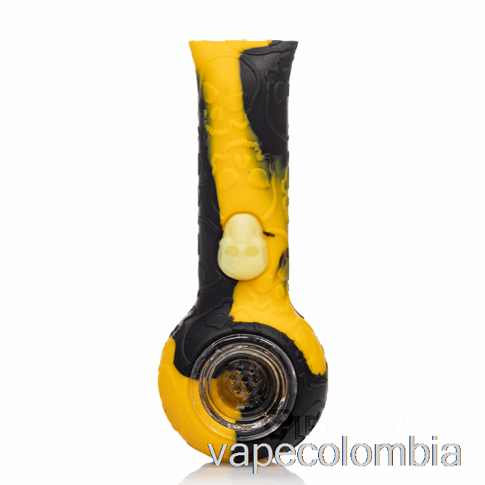 Vape Desechable Stratus Silicona Calavera Pipa De Mano Sol (negro / Amarillo)